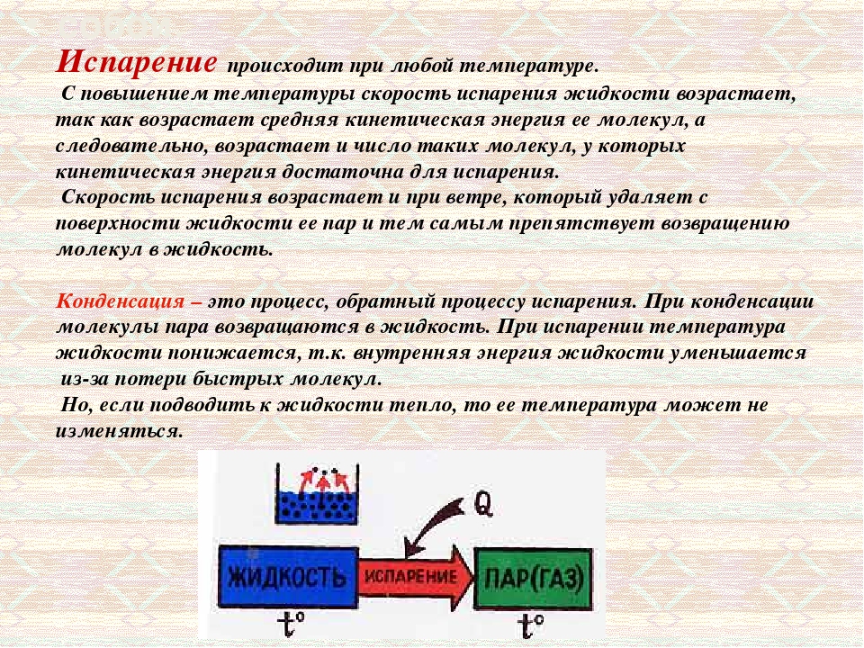 Испарение происходит при. Испарение жидкости происходит при любой температуре. Жидкость испаряется при любой температуре. Почему испарение происходит при любой температуре. При испарении воды энергия