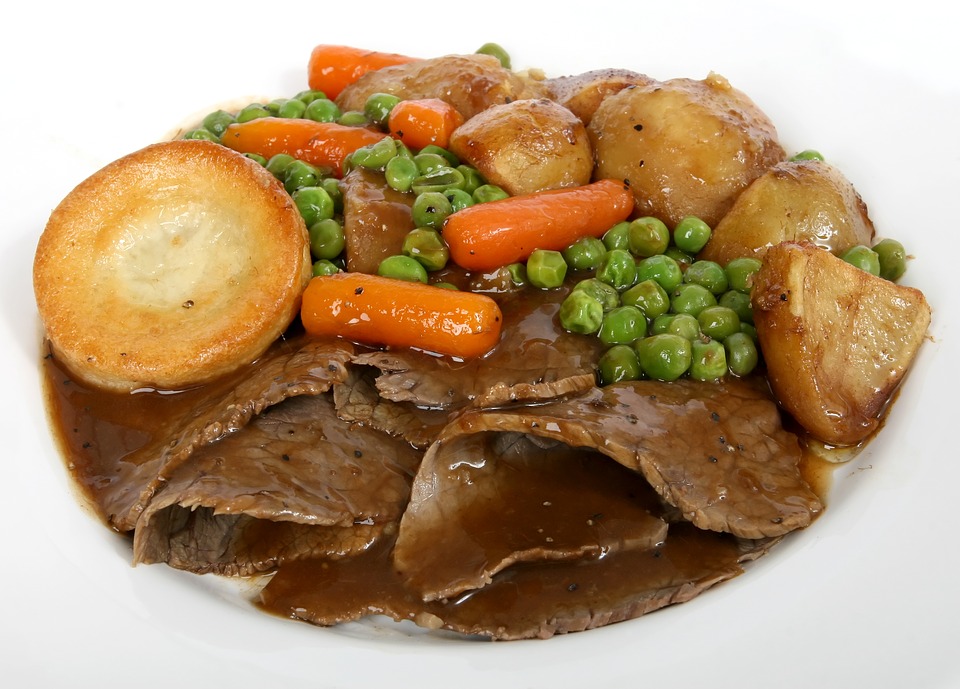 Food and drink vocabulary - roast beef and Yorkshire pudding