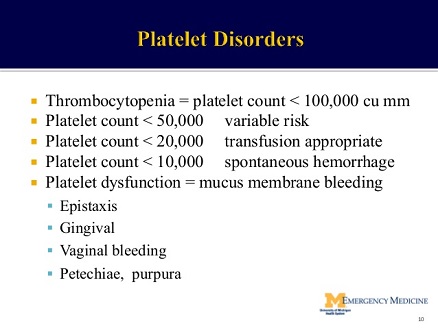 nose bleeds platelet dysfunction